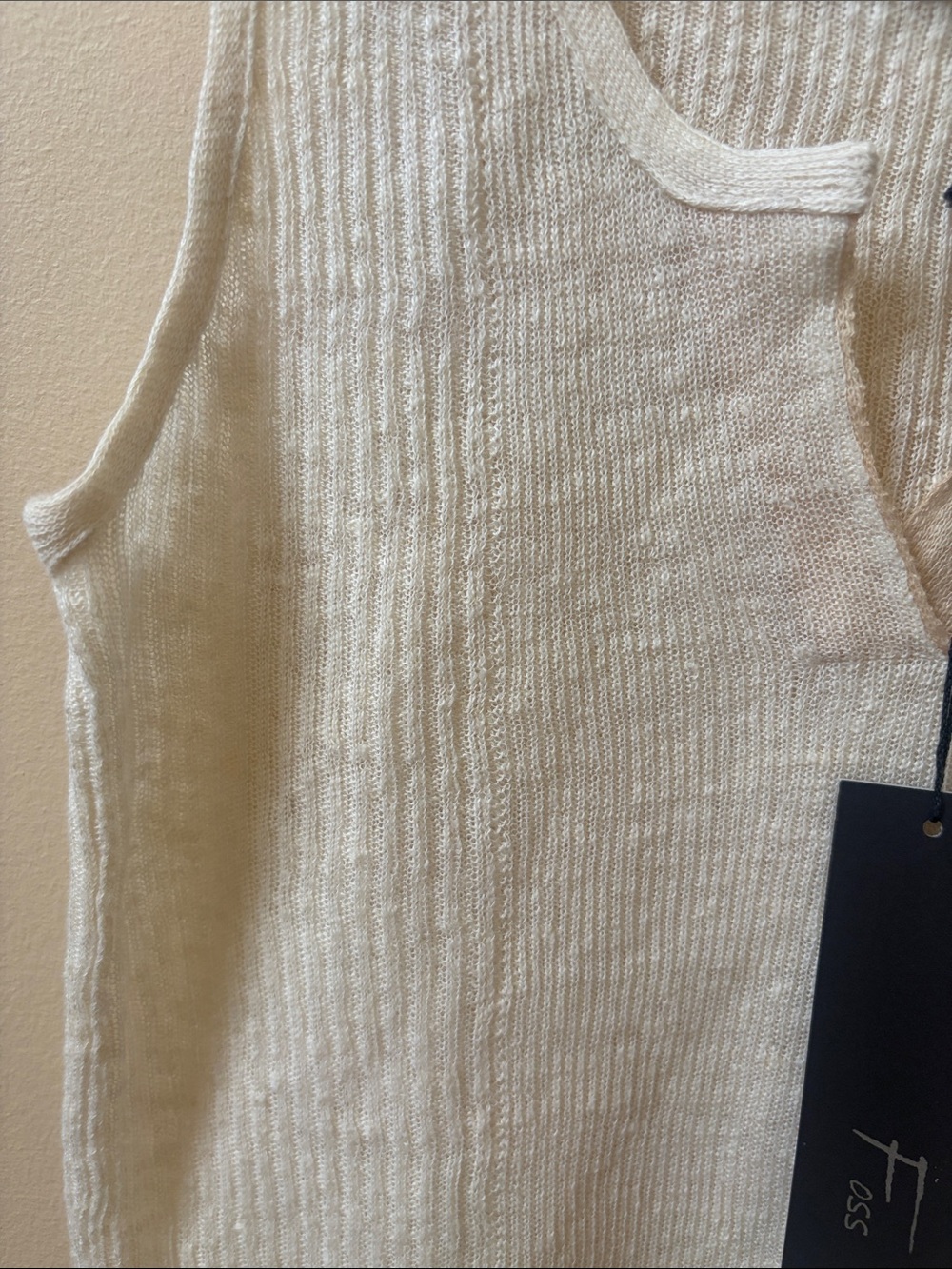 Italian Cream Ribbed Notch-Neck Tank - Picture 4 of 6